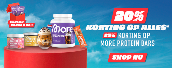 20% korting op alles*. 25% korting op more Protein Bars