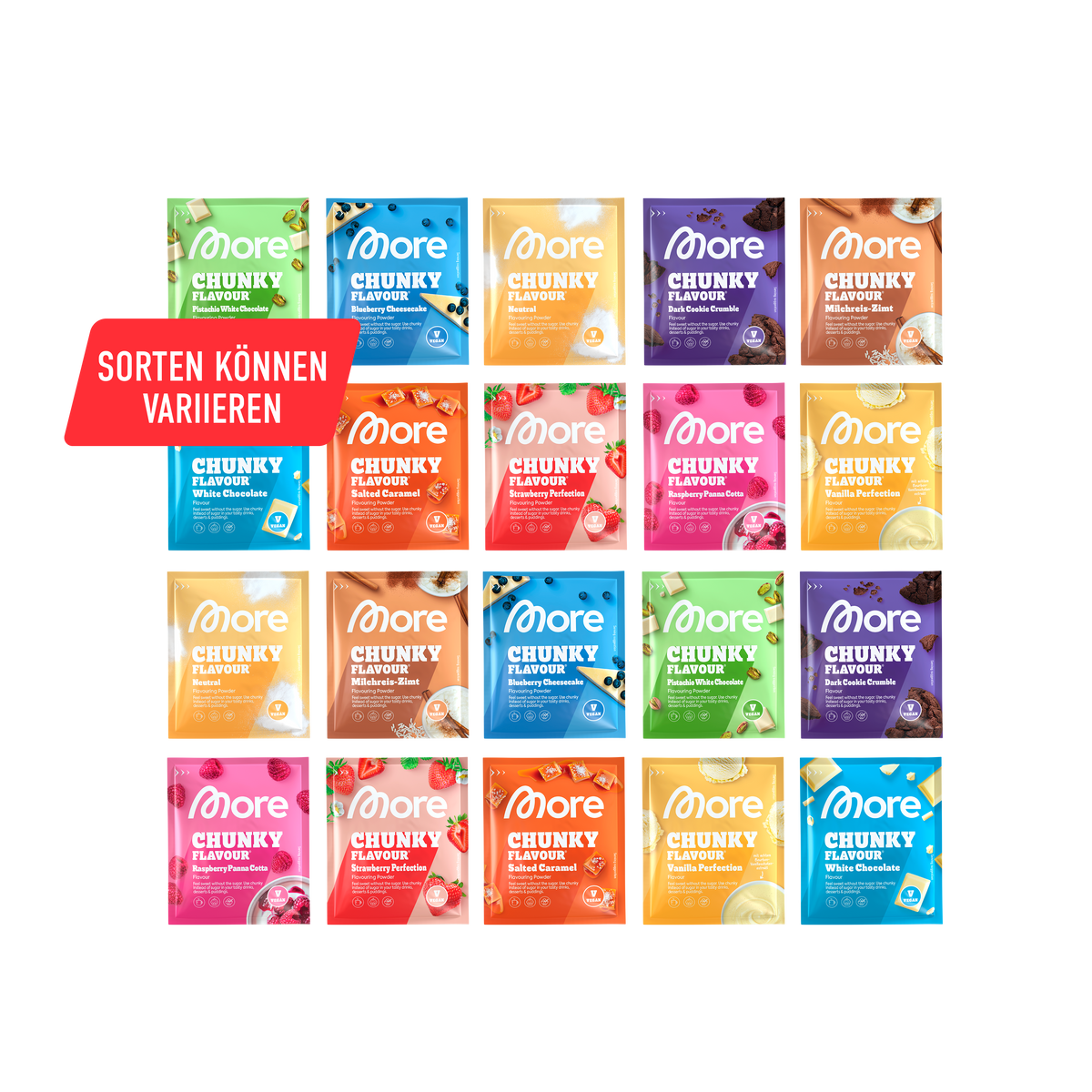 chunky flavour aufbewahrung MORE Chunky Flavour Probenbundle, 20 x 3 g Sample